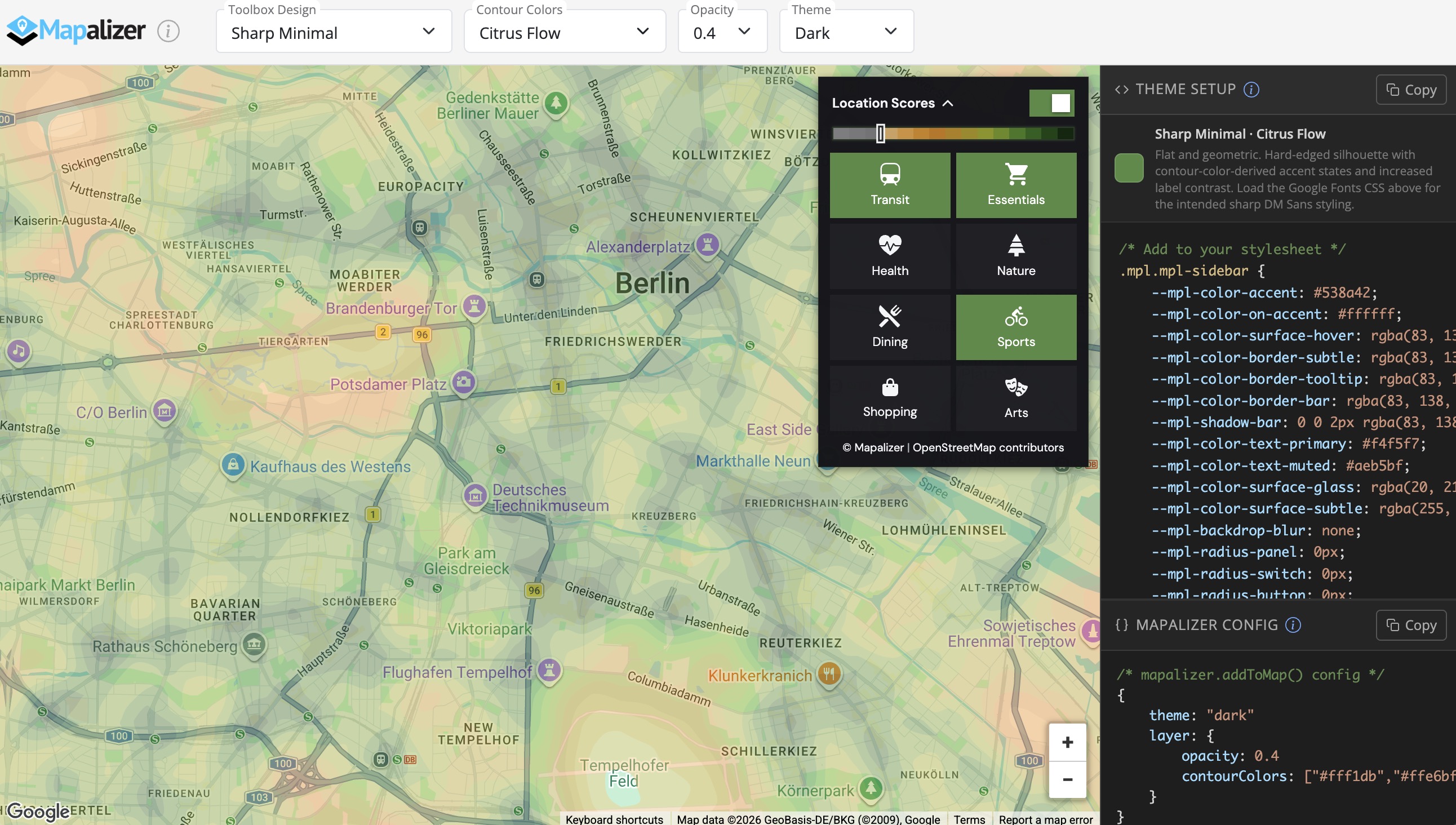 Mapalizer Toolbar Design Themes